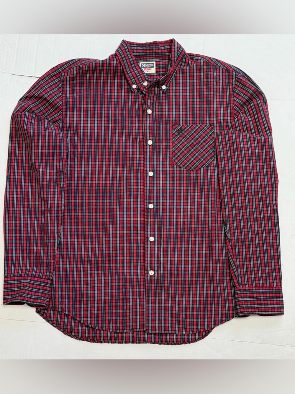 Denizen from Levi's Red and Black Plaid Button-Down Shirt
